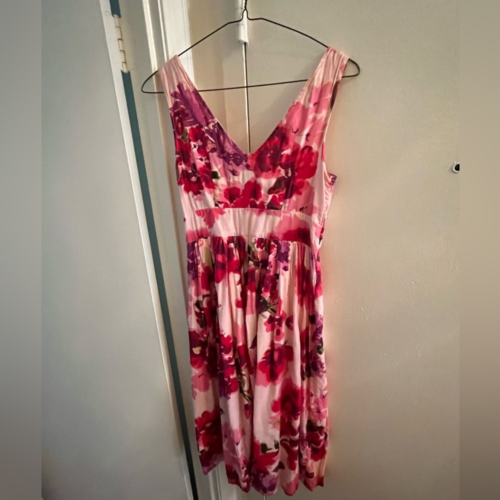 Ladies Red & Pink Floral Dress